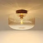 Vance Farmhouse Round Tiered Ribbed Glass Ceiling Light