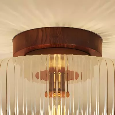 Octavius Farmhouse Retro Amber Fluted Glass Ceiling Light Octavius Farmhouse Retro Amber Fluted Glass Ceiling Light