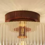 Octavius Farmhouse Retro Amber Fluted Glass Ceiling Light