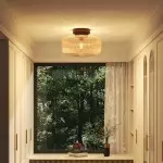 Octavius Farmhouse Retro Amber Fluted Glass Ceiling Light