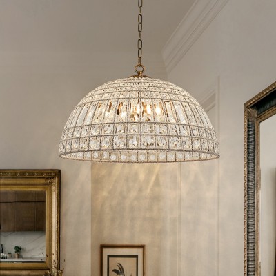 Zeldan Modern French Antique Bronze Dome Crystal Chandelier Zeldan Modern French Antique Bronze Dome Crystal Chandelier