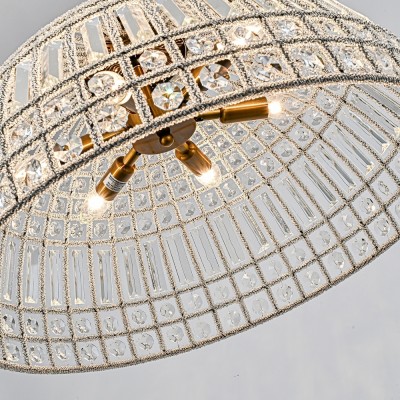 Zeldan Modern French Antique Bronze Dome Crystal Chandelier Zeldan Modern French Antique Bronze Dome Crystal Chandelier