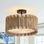 Callio Rustic Distressed White Wood Drum Semi Flush Mount Ceiling Light Callio Rustic Distressed White Wood Drum Semi Flush Mount Ceiling Light