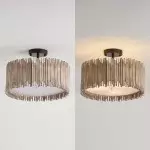 Callio Rustic Distressed White Wood Drum Semi Flush Mount Ceiling Light Callio Rustic Distressed White Wood Drum Semi Flush Mount Ceiling Light