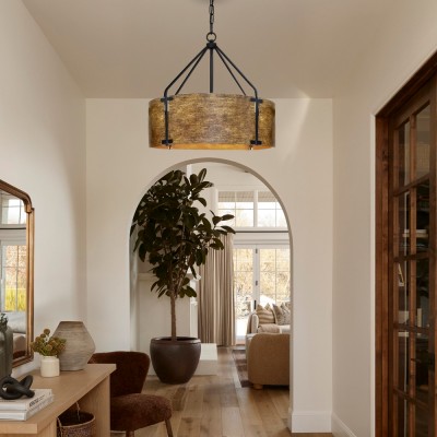 Ojaswi Rustic Bronze Industrial Pendant Light with Drum Shade Ojaswi Rustic Bronze Industrial Pendant Light with Drum Shade