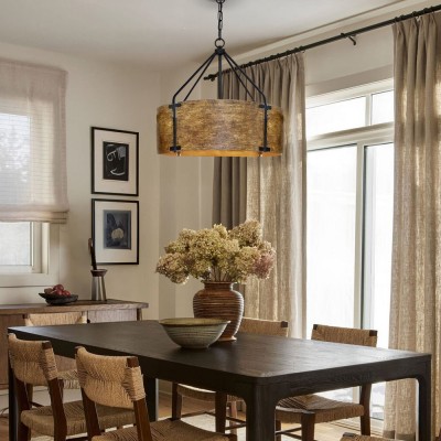 Ojaswi Rustic Bronze Industrial Pendant Light with Drum Shade Ojaswi Rustic Bronze Industrial Pendant Light with Drum Shade