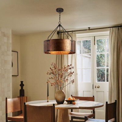 Ojaswi Rustic Bronze Industrial Pendant Light with Drum Shade Ojaswi Rustic Bronze Industrial Pendant Light with Drum Shade