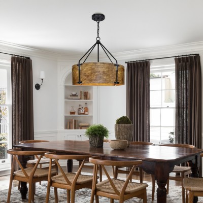 Ojaswi Rustic Bronze Industrial Pendant Light with Drum Shade Ojaswi Rustic Bronze Industrial Pendant Light with Drum Shade