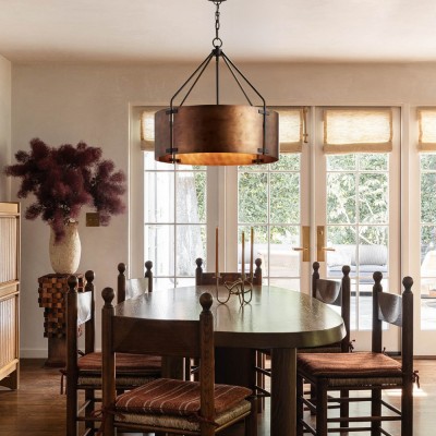 Ojaswi Rustic Bronze Industrial Pendant Light with Drum Shade Ojaswi Rustic Bronze Industrial Pendant Light with Drum Shade