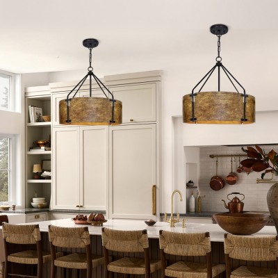 Ojaswi Rustic Bronze Industrial Pendant Light with Drum Shade Ojaswi Rustic Bronze Industrial Pendant Light with Drum Shade
