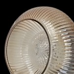 Caspian Retro Led Walnut Base Amber Fluted Glass Ceiling Light Caspian Retro Led Walnut Base Amber Fluted Glass Ceiling Light