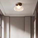 Caspian Retro Led Walnut Base Amber Fluted Glass Ceiling Light Caspian Retro Led Walnut Base Amber Fluted Glass Ceiling Light