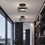 Dordelia Modern Led Drum Grey Fluted Glass Ceiling Light Dordelia Modern Led Drum Grey Fluted Glass Ceiling Light