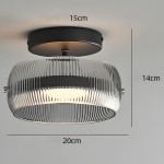 Dordelia Modern Led Drum Grey Fluted Glass Ceiling Light Dordelia Modern Led Drum Grey Fluted Glass Ceiling Light