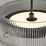 Dordelia Modern Led Drum Grey Fluted Glass Ceiling Light Dordelia Modern Led Drum Grey Fluted Glass Ceiling Light