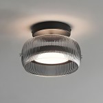 Dordelia Modern Led Drum Grey Fluted Glass Ceiling Light Dordelia Modern Led Drum Grey Fluted Glass Ceiling Light