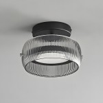 Dordelia Modern Led Drum Grey Fluted Glass Ceiling Light Dordelia Modern Led Drum Grey Fluted Glass Ceiling Light