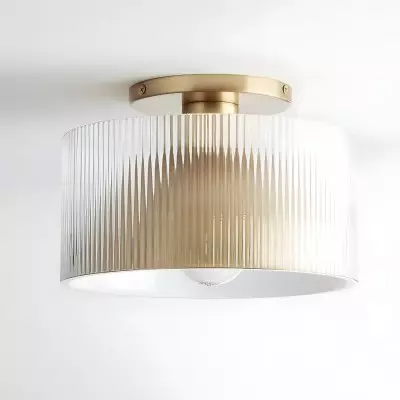Alius Farmhouse Brass Ribbed Glass Flush Mount Ceiling Light Alius Farmhouse Brass Ribbed Glass Flush Mount Ceiling Light