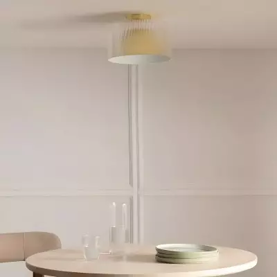 Alius Farmhouse Brass Ribbed Glass Flush Mount Ceiling Light Alius Farmhouse Brass Ribbed Glass Flush Mount Ceiling Light