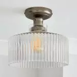 Bramwell Industrial Ribbed Glass Flush Mount Ceiling Light Bramwell Industrial Ribbed Glass Flush Mount Ceiling Light