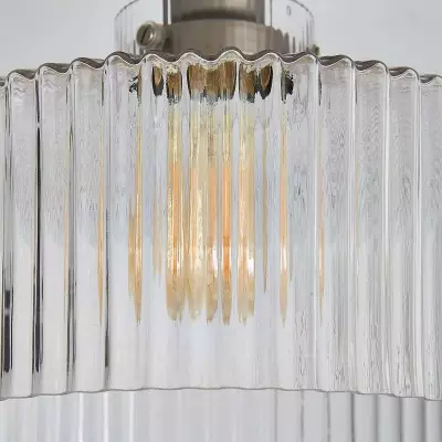 Bramwell Industrial Ribbed Glass Flush Mount Ceiling Light Bramwell Industrial Ribbed Glass Flush Mount Ceiling Light