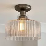Bramwell Industrial Ribbed Glass Flush Mount Ceiling Light Bramwell Industrial Ribbed Glass Flush Mount Ceiling Light