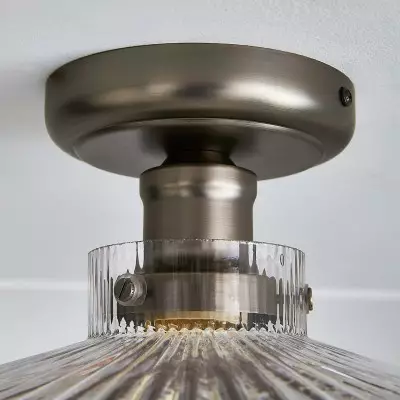 Bramwell Industrial Ribbed Glass Flush Mount Ceiling Light Bramwell Industrial Ribbed Glass Flush Mount Ceiling Light
