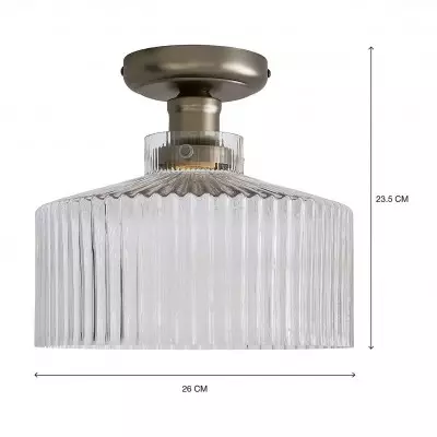 Bramwell Industrial Ribbed Glass Flush Mount Ceiling Light Bramwell Industrial Ribbed Glass Flush Mount Ceiling Light