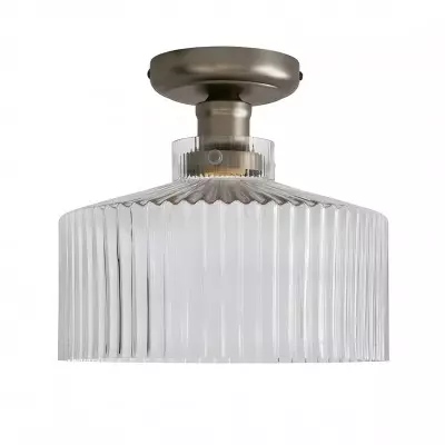 Bramwell Industrial Ribbed Glass Flush Mount Ceiling Light Bramwell Industrial Ribbed Glass Flush Mount Ceiling Light
