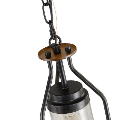 Doran Farmhouse Black Cage Cylinder Glass Pendant Light Doran Farmhouse Black Cage Cylinder Glass Pendant Light