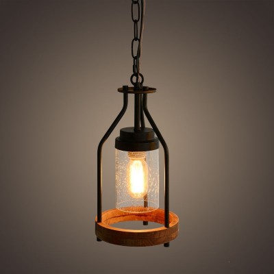 Doran Farmhouse Black Cage Cylinder Glass Pendant Light Doran Farmhouse Black Cage Cylinder Glass Pendant Light
