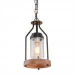 Doran Farmhouse Black Cage Cylinder Glass Pendant Light Doran Farmhouse Black Cage Cylinder Glass Pendant Light