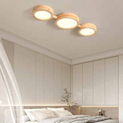 Phelith Modern Multi Heads Wood LED Ceiling Light