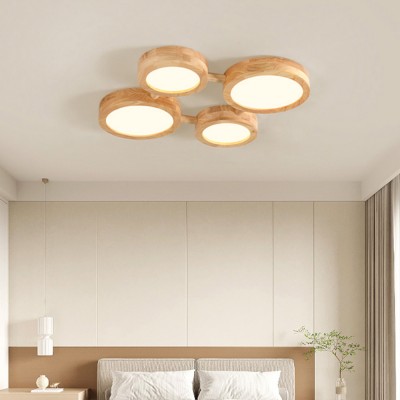Phelith Modern Multi Heads Wood LED Ceiling Light