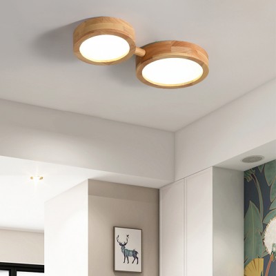Phelith Modern Multi Heads Wood LED Ceiling Light