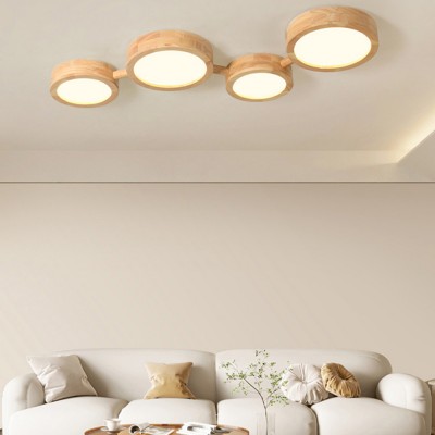 Phelith Modern Multi Heads Wood LED Ceiling Light