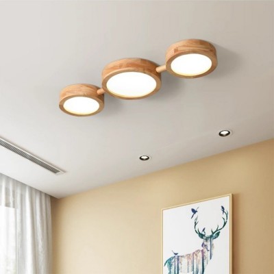 Phelith Modern Multi Heads Wood LED Ceiling Light