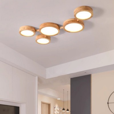 Phelith Modern Multi Heads Wood LED Ceiling Light