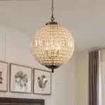 Dion Luxury French Antique Brass Crystal Globe Chandelier