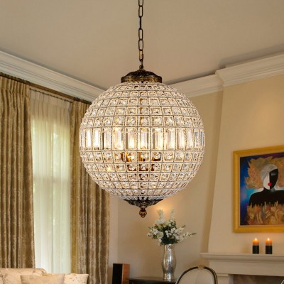 Dion Luxury French Antique Brass Crystal Globe Chandelier Dion Luxury French Antique Brass Crystal Globe Chandelier