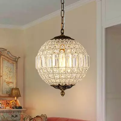 Dion Luxury French Antique Brass Crystal Globe Chandelier Dion Luxury French Antique Brass Crystal Globe Chandelier