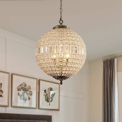 Dion Luxury French Antique Brass Crystal Globe Chandelier Dion Luxury French Antique Brass Crystal Globe Chandelier