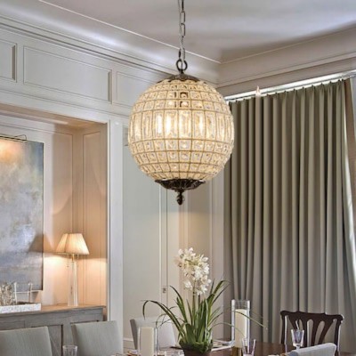 Dion Luxury French Antique Brass Crystal Globe Chandelier Dion Luxury French Antique Brass Crystal Globe Chandelier