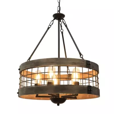 Blythe Rustic Industrial 5-Light Drum Chandelier