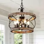 Cael Farmhouse Drum Wood Chandelier Cael Farmhouse Drum Wood Chandelier