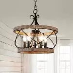 Cael Farmhouse Drum Wood Chandelier Cael Farmhouse Drum Wood Chandelier