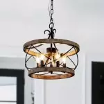 Cael Farmhouse Drum Wood Chandelier Cael Farmhouse Drum Wood Chandelier