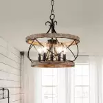 Cael Farmhouse Drum Wood Chandelier Cael Farmhouse Drum Wood Chandelier