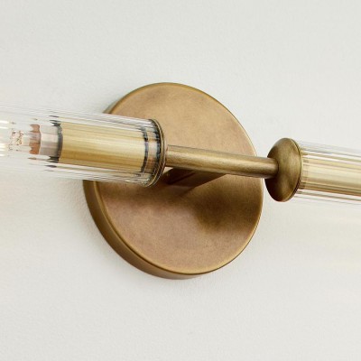 Alice Farmhouse Transparent Ribbed Glass Double Tube Sconce Alice Farmhouse Transparent Ribbed Glass Double Tube Sconce