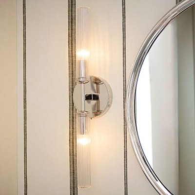 Alice Farmhouse Transparent Ribbed Glass Double Tube Sconce Alice Farmhouse Transparent Ribbed Glass Double Tube Sconce